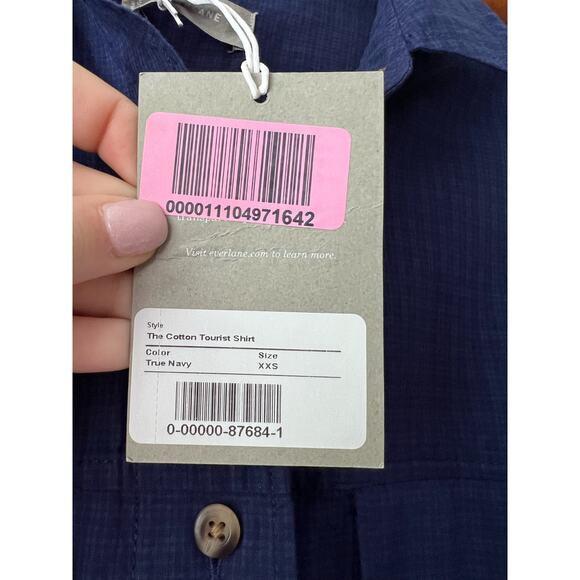 NWT Everlane Women's Button Down Cotton Tourist Shirt True Navy Size XXS - Picture 11 of 12